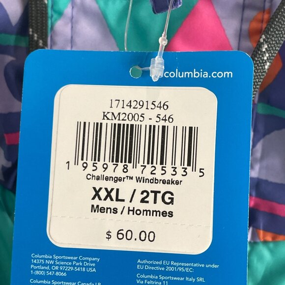NEW Columbia Mens XXL Challenger Windbreaker Multicolor Geometric Pullover Hood - Picture 6 of 13